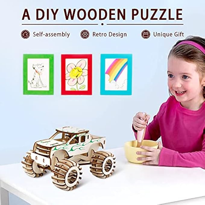 3D WOODEN PUZZLES TRUCK CAR PUZZLE - 3D PUZZLES WOODEN KITS TO BUILD DIY CRAFT - UNIQUE GIFT WOODEN 3D PUZZLES FOR KIDS AGES 8-10 YEARS OLD ON BIRTHDAY/CHRISTMAS DAY - Image 4